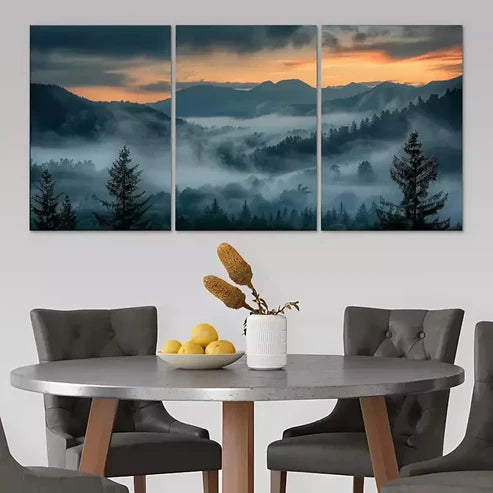 3pcs Sunset & Forest With Mountain Art Set Canvas Unframed - High Quality Print 100% Australian Made Wall Canvas