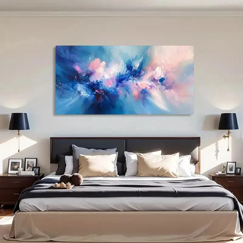 Vibrant Blue Purple & Pink Wall Art Canvas Office Home Room Framed 120x60cm - Bella Home Decor