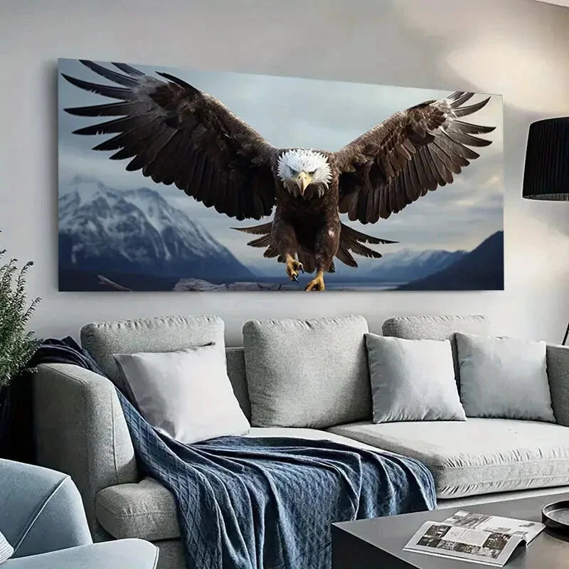Majestic American Eagles wall canvas office home room framed 120x60cm - Bella Home Decor
