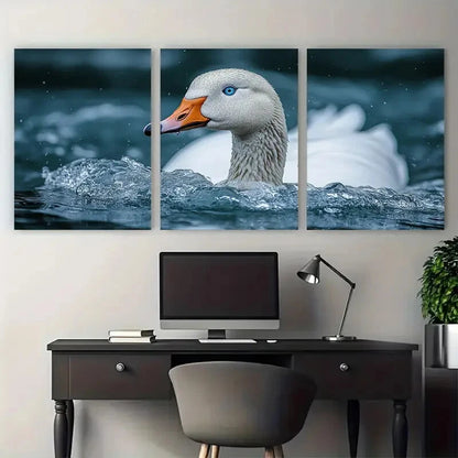 3pcs Blue Eyed White Goose Metal Print Ready to Hang Art - Bella Home Decor