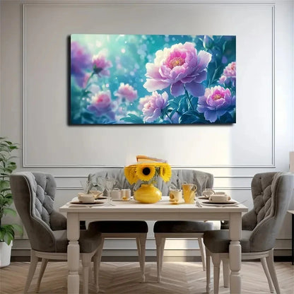Vibrant Pink Peonies Green Wall Art Canvas Office Home Room Framed 120x60cm