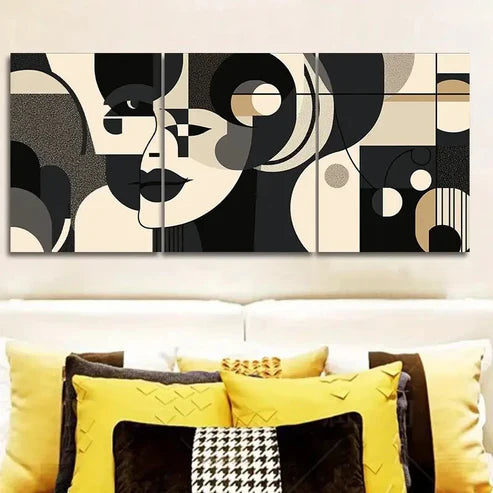3pcs Cubist painting  Wall Art Set Canvas Unframed - High Quality Print 100% Australian Made Wall Canvas - Bella Home Decor