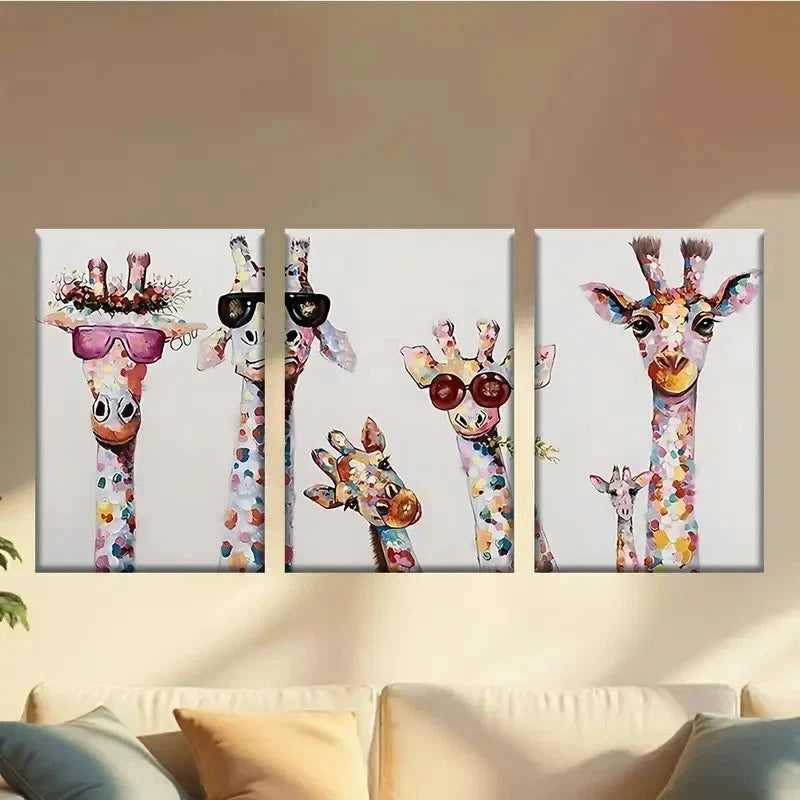 3pcs  three gis with Fashion Glasses Wall Art Set Canvas Framed 60x90cm - High Quality Print 100% Australian Made Wall Canvas Ready to Hang - Bella Home Decor
