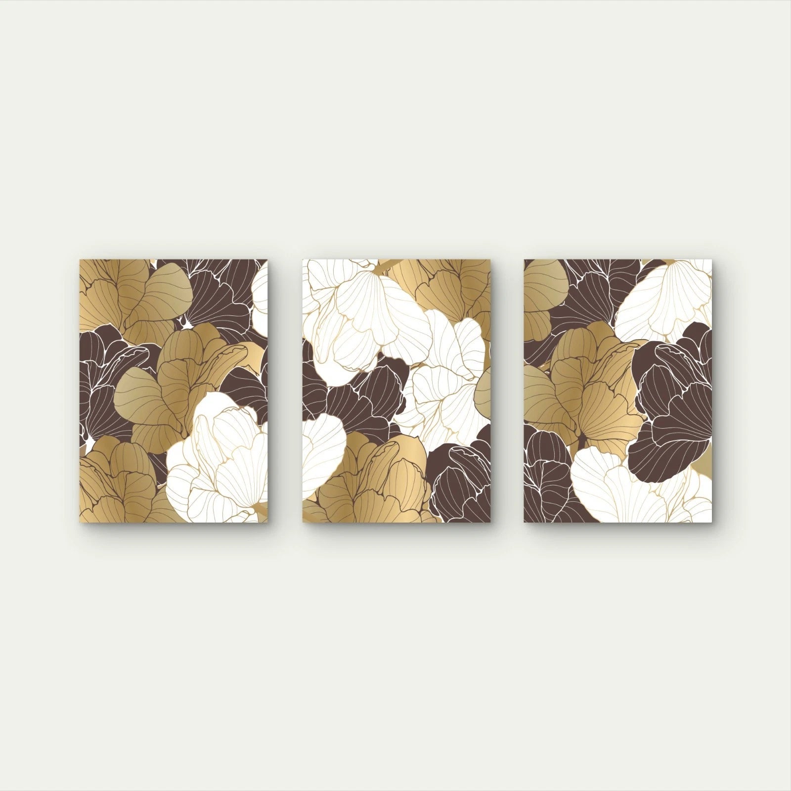 3pcs Golden Ginkgo Leaves In Timeless Layers Wall Art Set Canvas Framed 40x60cm - High Quality Print 100% Australian Made Wall Canvas Ready to Hang - Bella Home Decor