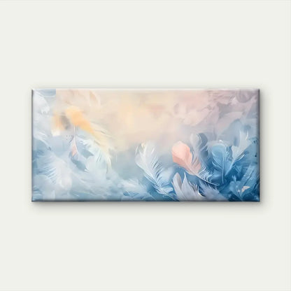 Blue & Yellow Feather Design Wall Art Canvas Office Home Room Framed 120x60cm