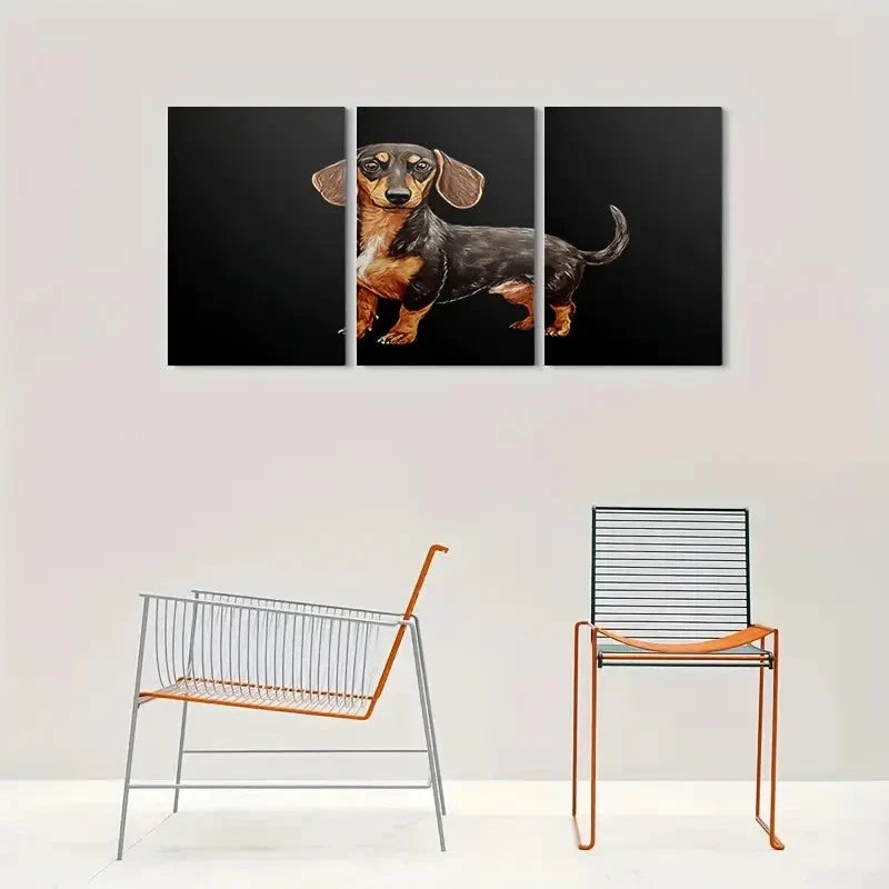 3pcs Adorable Dachshund Portrait Wall Art Set Canvas Framed 40x60cm - High Quality Print 100% Australian Made Wall Canvas Ready to Hang - Bella Home Decor