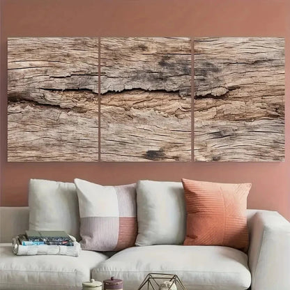 3pcs Soft Tone Modern Wooden Illustration Metal Print Ready to Hang Art - Bella Home Decor