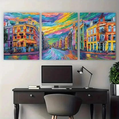3pcs Abstract Street & Cityscape Design Perfect  Wall Art Set Canvas Framed 40x60cm - High Quality Print 100% Australian Made Wall Canvas Ready to Hang - Bella Home Decor