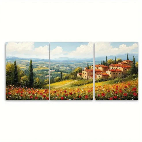 3pcs Tuscany Countryside Italian Landscape Scene Wall Art Canvas Unframed - High Quality Print 100% Australian Made Wall Canvas