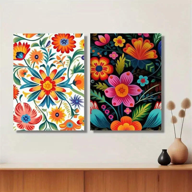 2pcs Decorative Painting, Mexican Canvas Framed 50x75cm - High Quality Print 100% Australian Made Wall Canvas Ready to Hang - Bella Home Decor