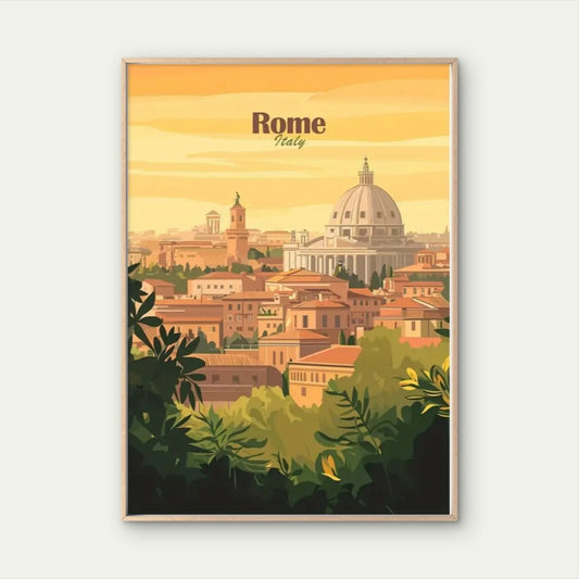 Vintage Italian Landscape Vatican City Travel Poster Print Wall Art