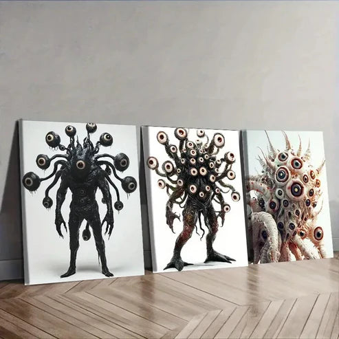 3pcs Featuring an Eye Monster Design Wall Art Canvas Unframed - High Quality Print 100% Australian Made Wall Canvas