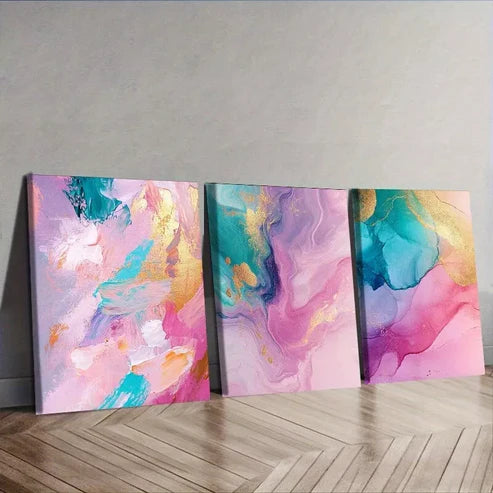 3pcs Featuring Abstract Designs Colorful Wall Art Set Canvas Unframed - High Quality Print 100% Australian Made Wall Canvas