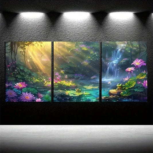 3pcs Vibrant Beautiful Spring Garden Wall Art Set Canvas Framed 50x70cm - High Quality Print 100% Australian Made Wall Canvas Ready to Hang