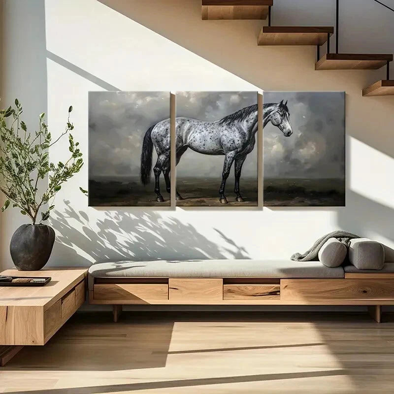 3pcs Artistic Horse Painting Spotted Pattern Metal Print Ready to Hang Art - Bella Home Decor