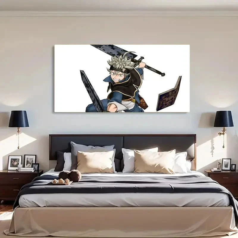 Vibrant Anime Swordsman Wall Art Canvas Office Home Room Framed 120x60cm
