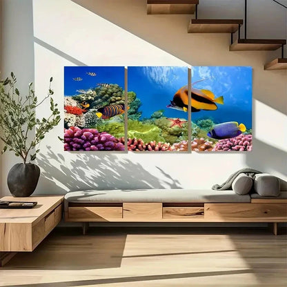 3pcs Marine Life Coral Reef Wall Art Metal Print Ready to Hang Art