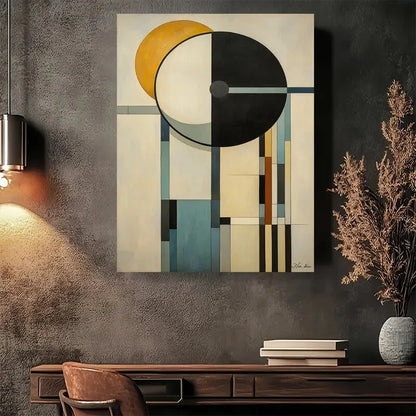 Beautiful Modern Abstract Geometric Vintage Painting 40x60cm Metal Print Ready to Hang - Bella Home Decor