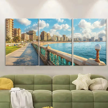 3pcs Stanley Beach and Corniche Promenade Metal Print Ready to Hang Art