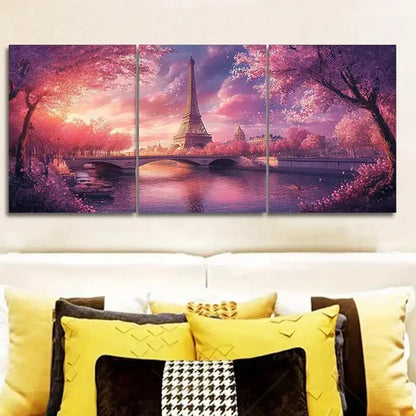 3pcs Eiffel Tower Cherry Blossoms Wall Art Canvas Unframed - High Quality Print 100% Australian Made Wall Canvas - Bella Home Decor