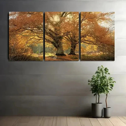3pcs Vintage Mountain Scenery With Golden Wall Art Set Canvas Unframed - High Quality Print 100% Australian Made Wall Canvas