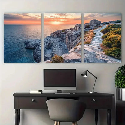3pcs Naxos Portara Greece Travel Illustration Metal Print Ready to Hang Art