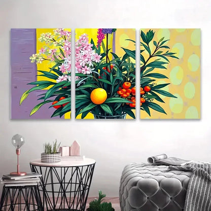 3pcs Stunning Floral Designs Wall Art Set Canvas Framed 50x70cm - High Quality Print 100% Australian Made Wall Canvas Ready to Hang