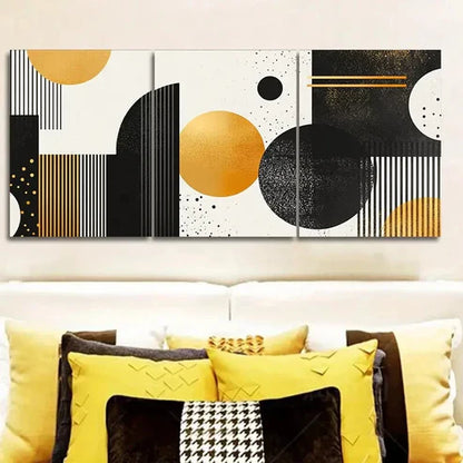 3pcs Featuring Flowing White And Golden Designs Wall Art Set Canvas Unframed - High Quality Print 100% Australian Made Wall Canvas