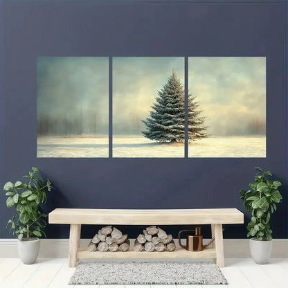 3pcs Moody Christmas Vintage Christmas Tree Print Metal Print Ready to Hang Art - Bella Home Decor