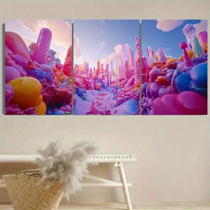 3pcs Unicorn Land Wall Art Set Canvas Framed 60x90cm - High Quality Print 100% Australian Made Wall Canvas Ready to Hang