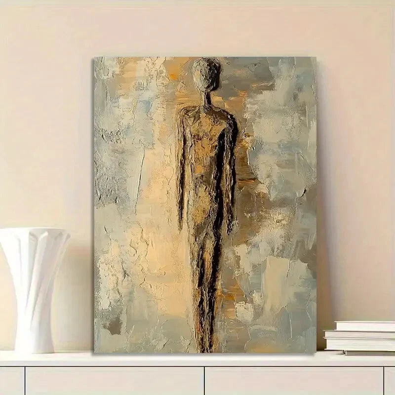 Abstract Oil Painting of an Antique Stone Figure 40x60cm Metal Print Ready to Hang - Bella Home Decor