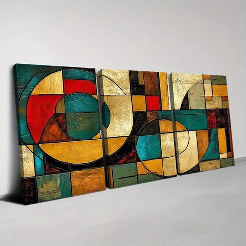 3pcs Modern Abstract Vintage Art Set Canvas Unframed - High Quality Print 100% Australian Made Wall Canvas