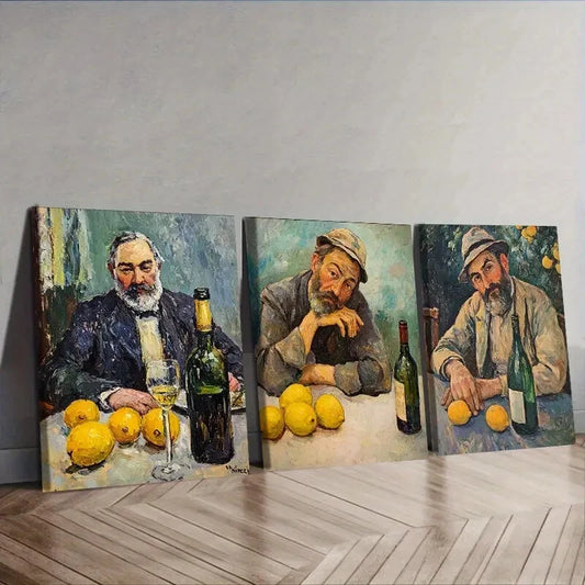 3pcs Drunk man Trio With Lime Wall Art Set Canvas Framed 40x60cm - High Quality Print 100% Australian Made Wall Canvas Ready to Hang