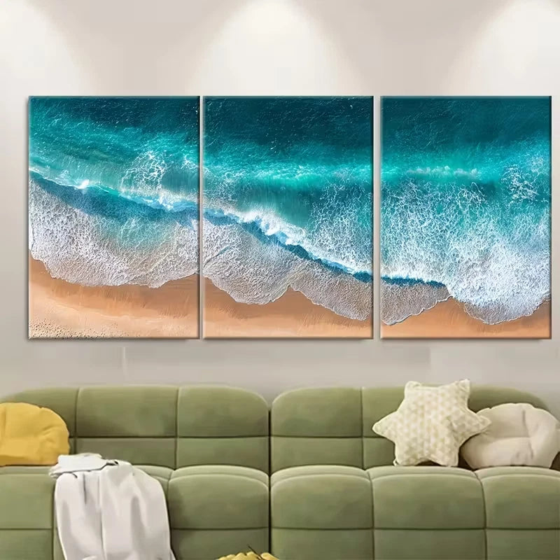 3pcs Aerial Beach Prints Metal Print Ready to Hang Art - Bella Home Decor