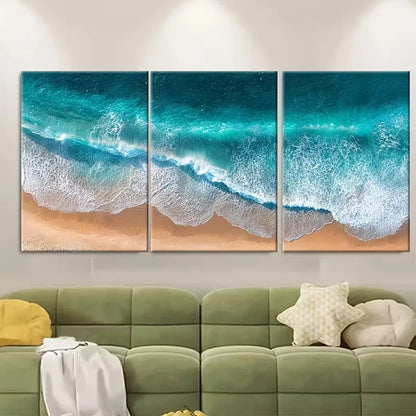 3pcs Aerial Beach Prints Metal Print Ready to Hang Art - Bella Home Decor