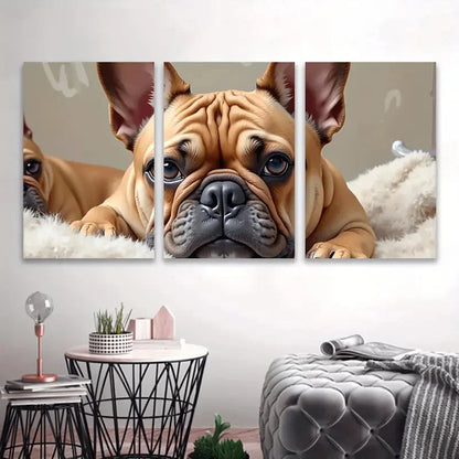 3pcs Adorable French Bulldog Portraits Wall Art Set Canvas Framed 60x90cm - High Quality Print 100% Australian Made Wall Canvas Ready to Hang - Bella Home Decor