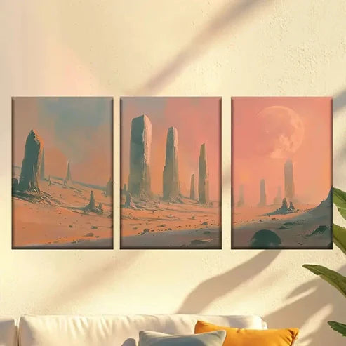 3pcs Stunning Sunset Beach Wall Art Set Canvas Unframed – High Quality Print 100% Australian Made Wall Canvas