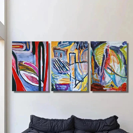 3pcs oil painting brushwork abstract Metal Print Ready to Hang Art