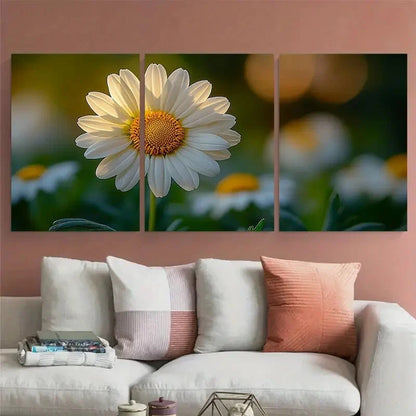 3pcs Daisy Chamomile Floral Summer Spring Metal Print Ready to Hang Art - Bella Home Decor