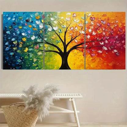 3pcs Vibrant Abstract Tree Panelss Wall Art Set Canvas Framed 50x70cm - High Quality Print 100% Australian Made Wall Canvas Ready to Hang - Bella Home Decor
