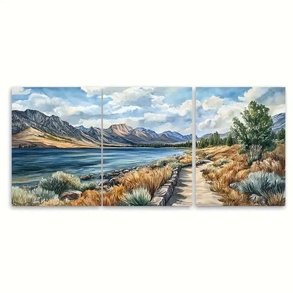 33pcs Walker Lake Travel Vivid Scenic Nevada Wall Art Set Canvas Unframed - High Quality Print 100% Australian Made Wall Canvas - Bella Home Decor