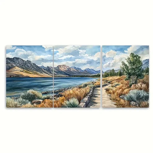 33pcs Walker Lake Travel Vivid Scenic Nevada Wall Art Set Canvas Unframed - High Quality Print 100% Australian Made Wall Canvas