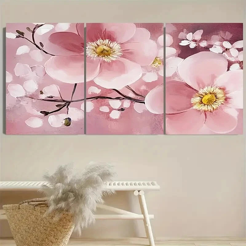 3pcs Elegant Cherry Blossom Design Florals Metal Print Ready to Hang Art - Bella Home Decor
