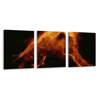 3pcs Orange Glowing Nebula in the Shape   Wall Art Set Canvas Framed 40x60cm - High Quality Print 100% Australian Made Wall Canvas Ready to Hang