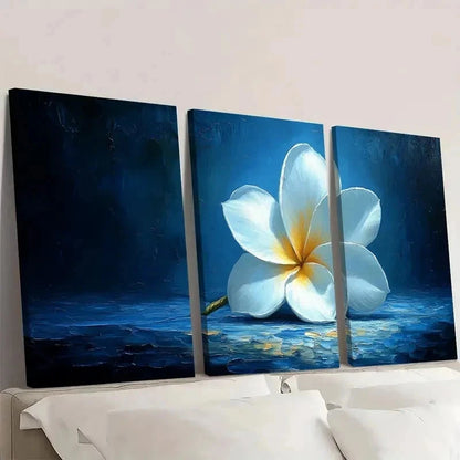 3pcs White Plumeria Flower OL Wall t Set Canvas Framed 60x90cm - High Quality Print 100% Australian Made Wall Canvas Ready to Hang