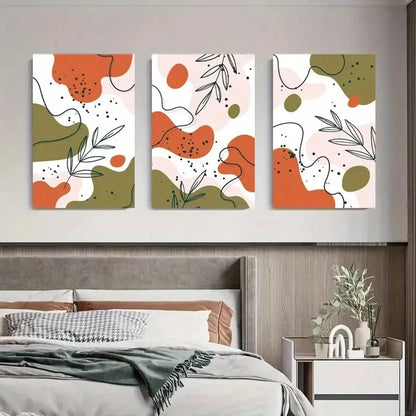 3pcs Abstract Nature Vibrant Leaf Metal Print Ready to Hang Art - Bella Home Decor