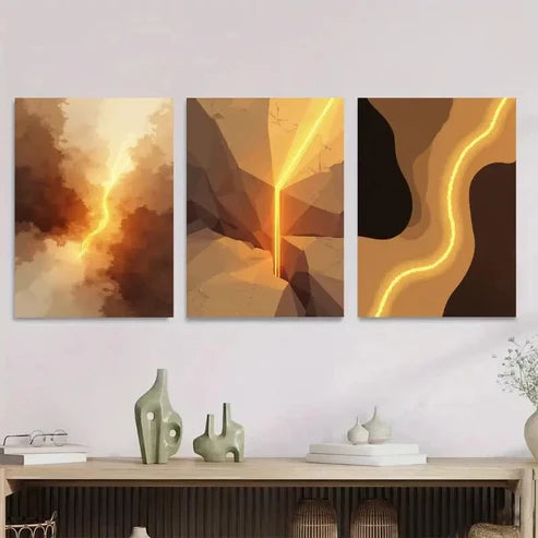 3pcs Modern Abstract Geometric & Floral Designs Wall Art Set Canvas Unframed - High Quality Print 100% Australian Made Wall Canvas