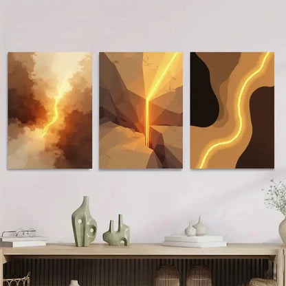 3pcs Modern Abstract Geometric & Floral Designs Wall Art Set Canvas Unframed - High Quality Print 100% Australian Made Wall Canvas