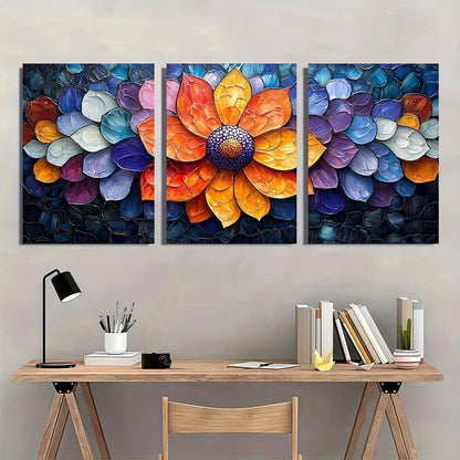 3pcs Wildflower Painting Bold Radiant Metal Print Ready to Hang Art - Bella Home Decor