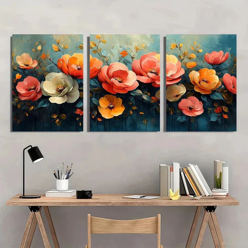3pcs Colorful Abstract Desert Blooming Flowers Wall Art Canvas Unframed - High Quality Print 100% Australian Made Wall Canvas - Bella Home Decor